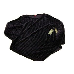 Vince Camuto Opulent Mood Velour Sweater Top Long Slv Hi-Lo Hem Purple
